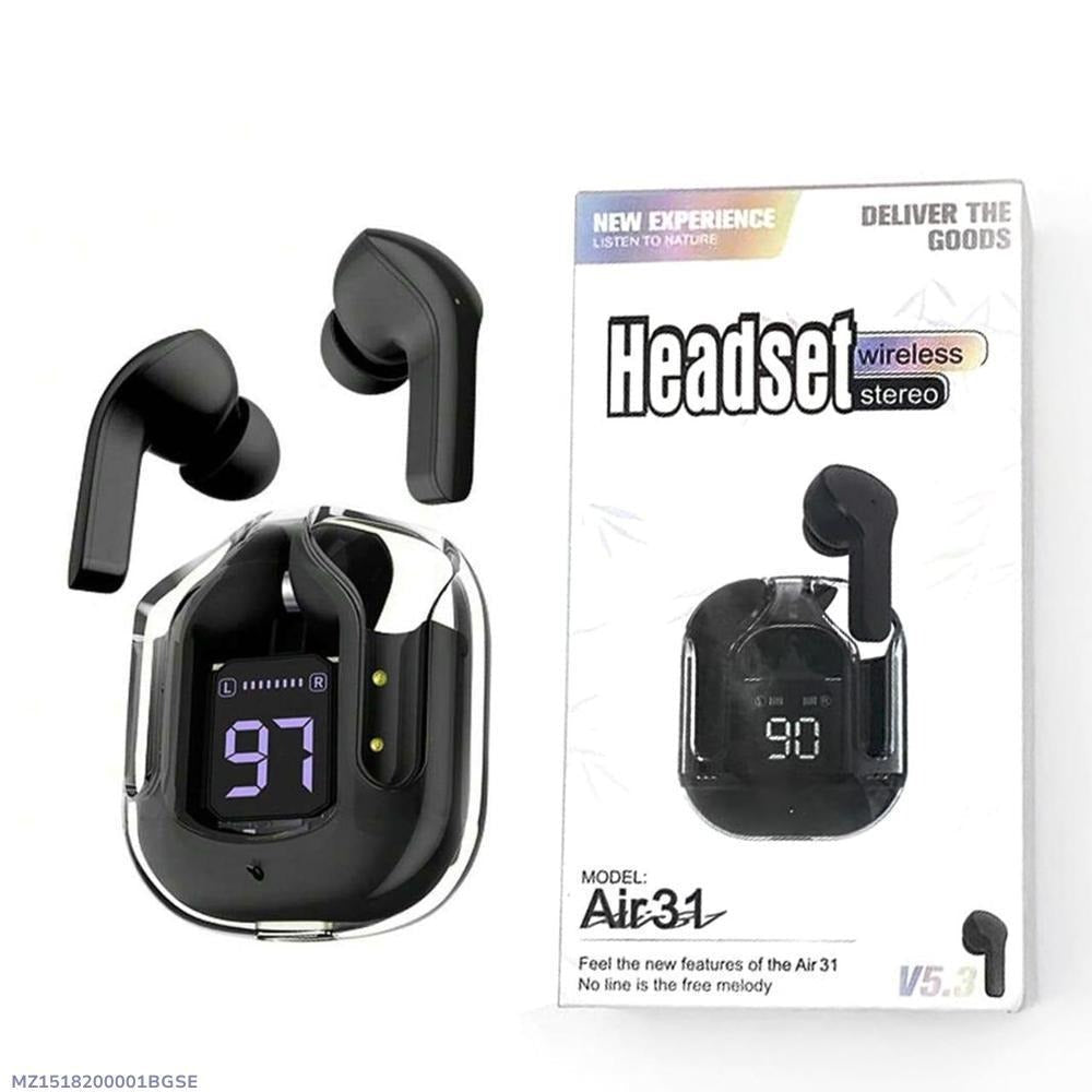 Black Smart Touch Earbuds Bluetooth 5.3 with Voice Assistant
