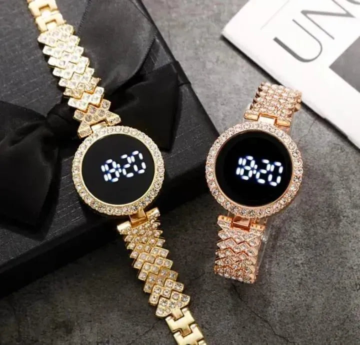 Luxury Digital Watch with Crystal Accents for Women