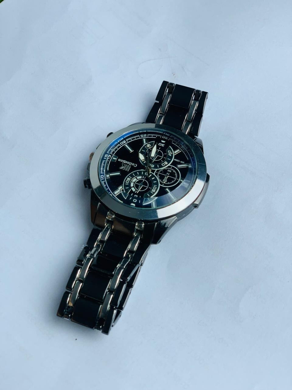 Men's Stainless Steel Watch Silver Gold Accents