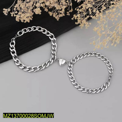 Magnetic Couple Jewelry Set Silver Plated Heart Design