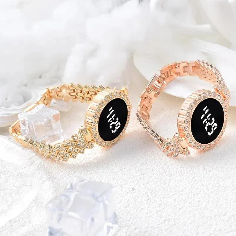Luxury Digital Watch with Crystal Accents for Women