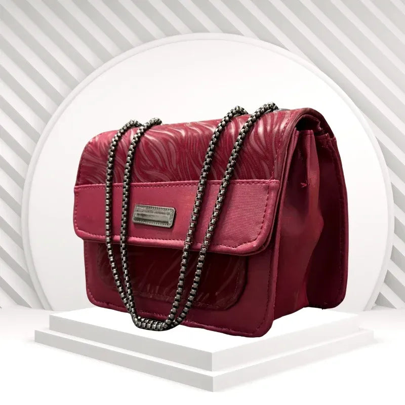 Luxury Women’s Shoulder Bag in Maroon Faux Leather for Casual, Work, and Formal Use