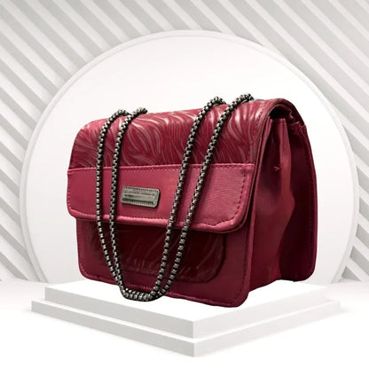 Luxury Women’s Shoulder Bag in Maroon Faux Leather for Casual, Work, and Formal Use