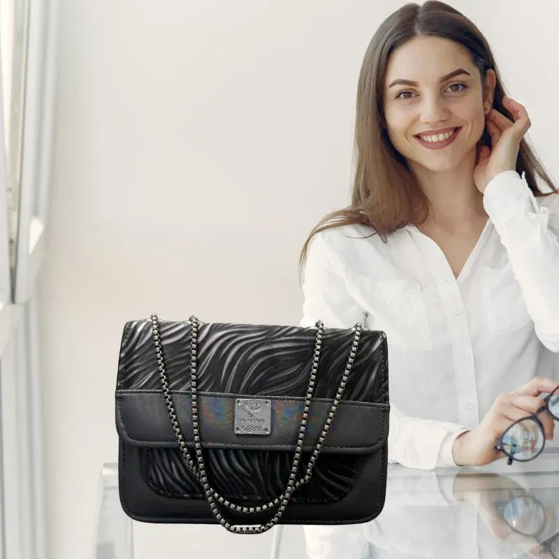 Luxury Women’s Shoulder Bag in Charcoal Black Faux Leather for Casual, Work, and Formal Use
