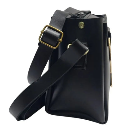 Black Elegant Cat Handle Handbag for Girls & Ladies | Stylish Shoulder & Crossbody Bag with Gold Accents | Adjustable Strap
