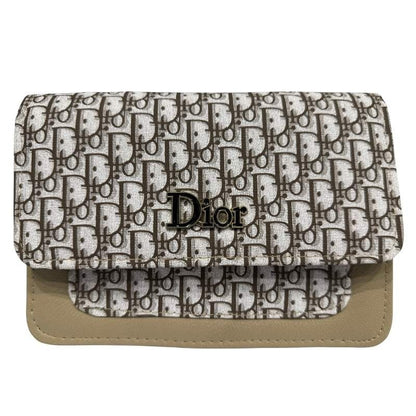 Beige | Dior Oblique Canvas & Leather Flap Clutch | Luxury Designer Handbag for Women