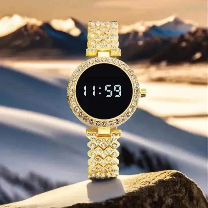 Luxury Digital Watch with Crystal Accents for Women