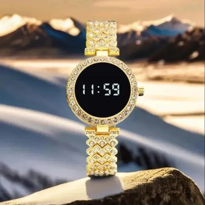Luxury Digital Watch with Crystal Accents for Women