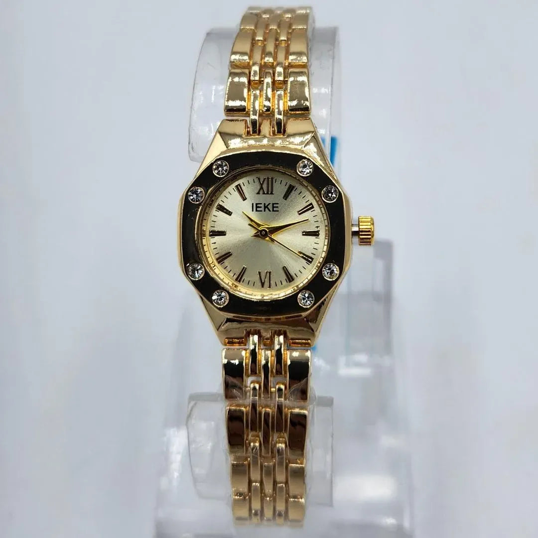 Women's Gold Octagonal Watch with Diamond Accents