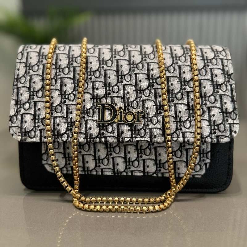 Black | Dior Oblique Canvas & Leather Flap Clutch | Luxury Designer Handbag for Women