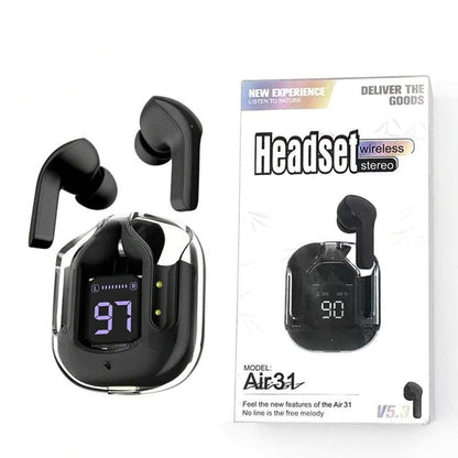 Black Smart Touch Earbuds Bluetooth 5.3 with Voice Assistant