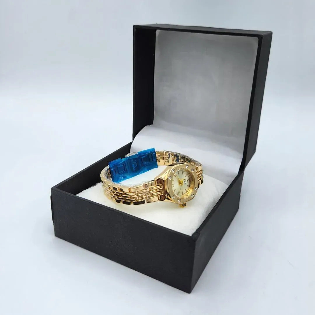 Women's Gold Octagonal Watch with Diamond Accents