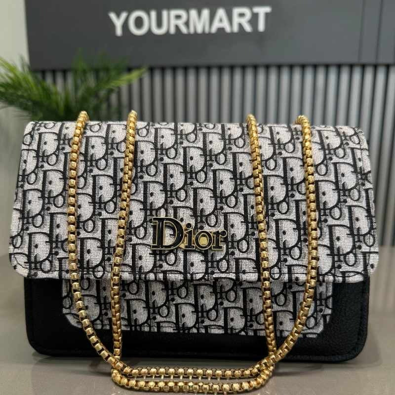 Black | Dior Oblique Canvas & Leather Flap Clutch | Luxury Designer Handbag for Women